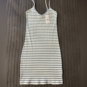 NWT PacSun LA Hearts Bodycon White and Blue Stripe Mini Dress size Small